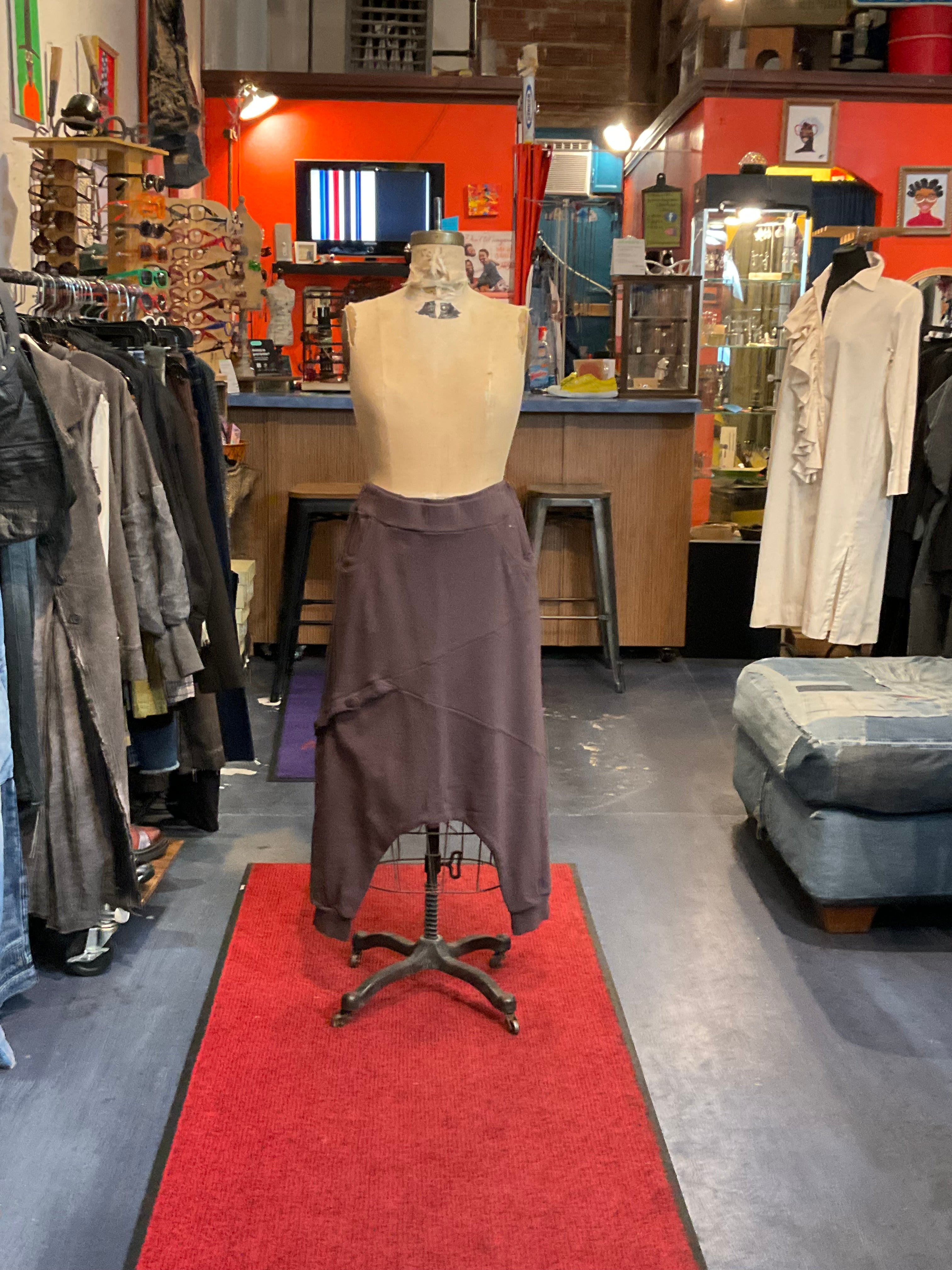 Ribbed drop crotch pant