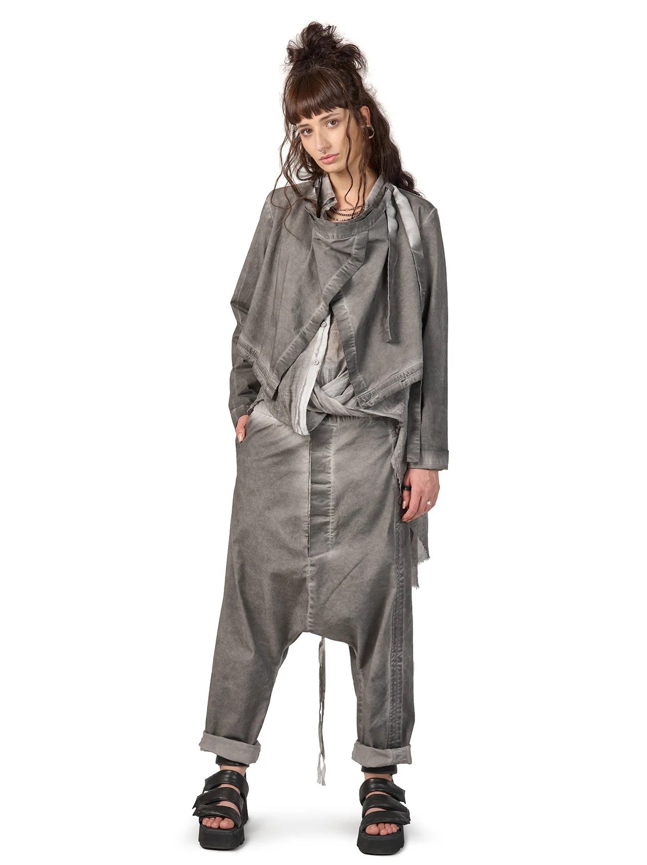 DRANCO Drop-Crotch Trousers – Stonewashed Grey