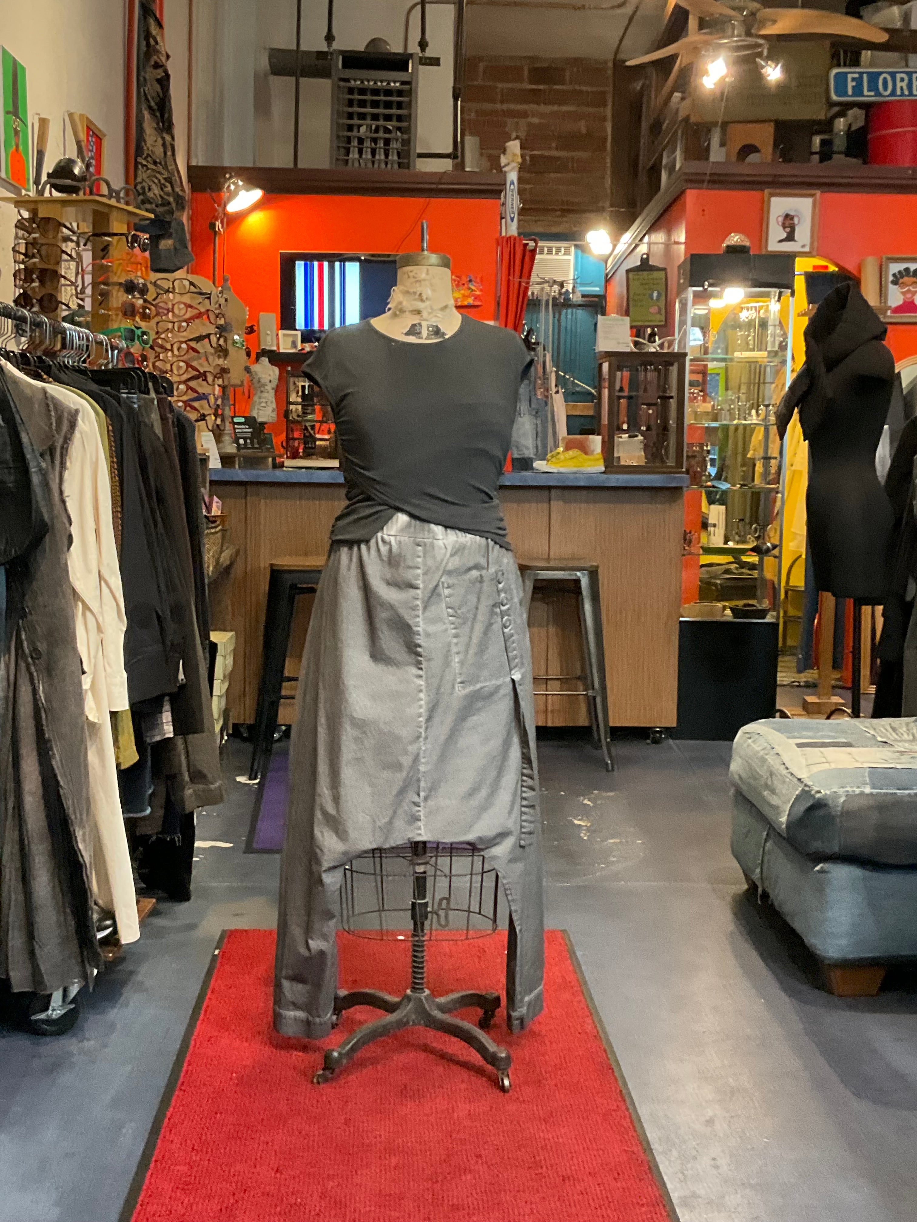 DRANCO Drop-Crotch Trousers – Stonewashed Grey