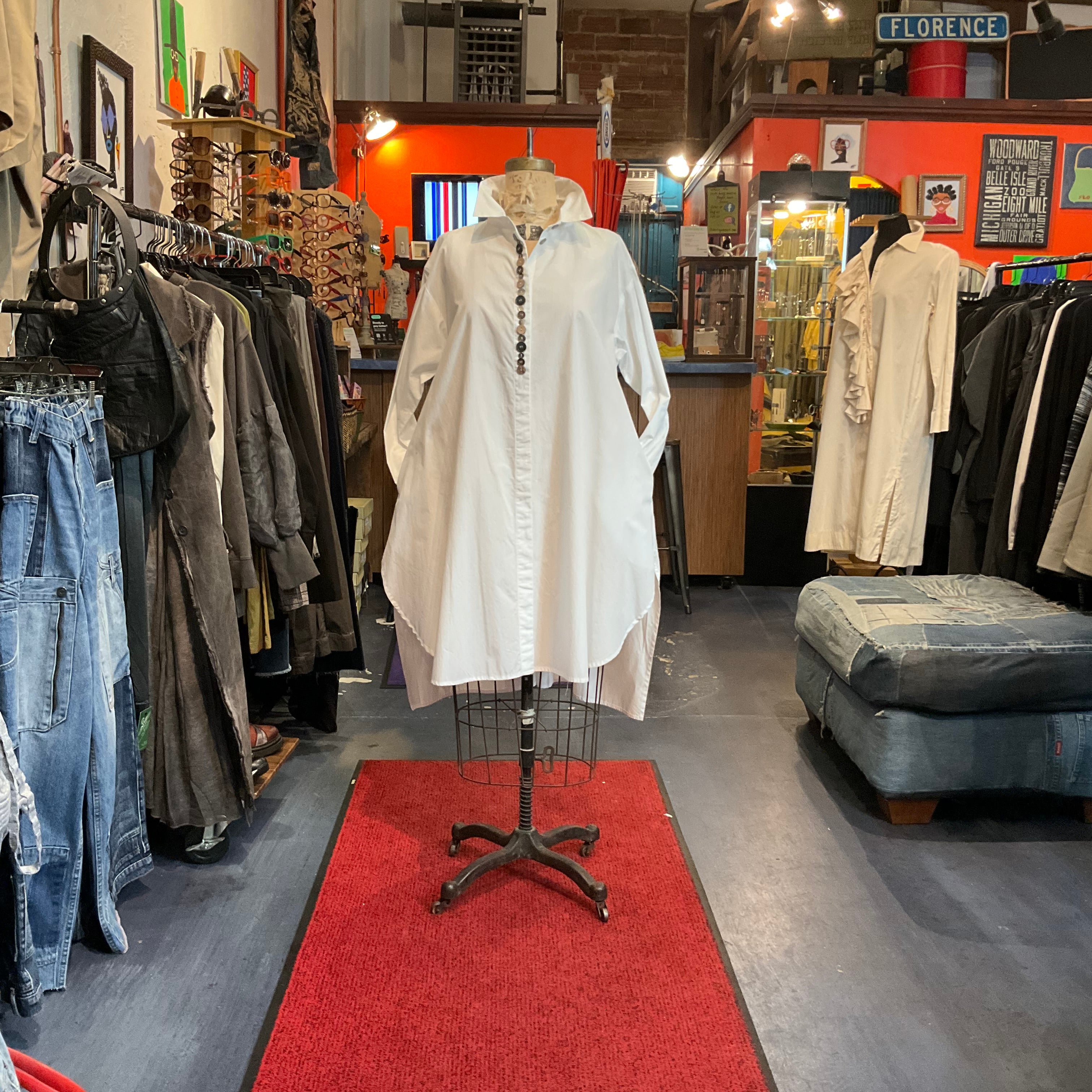 white Button up top w/ buttons