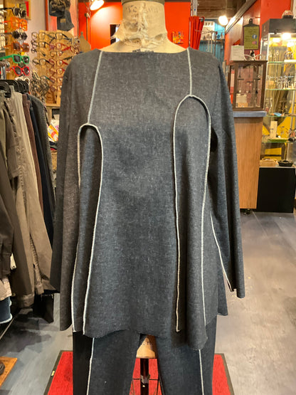 TOP, BLACK DENIM LOOK