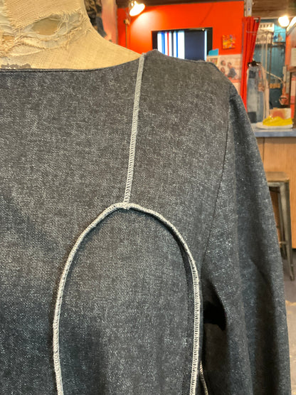 TOP, BLACK DENIM LOOK