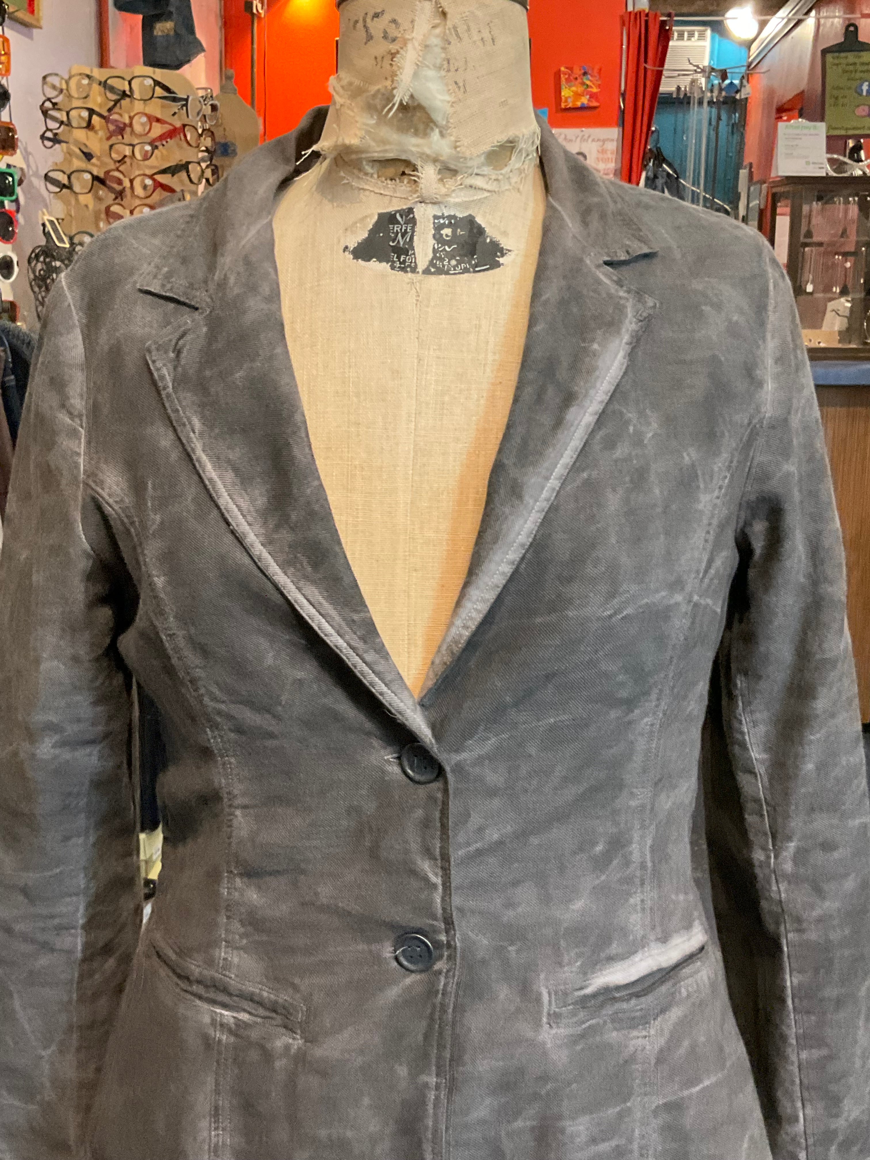 Tailored Soft-Washed Gray Blazer