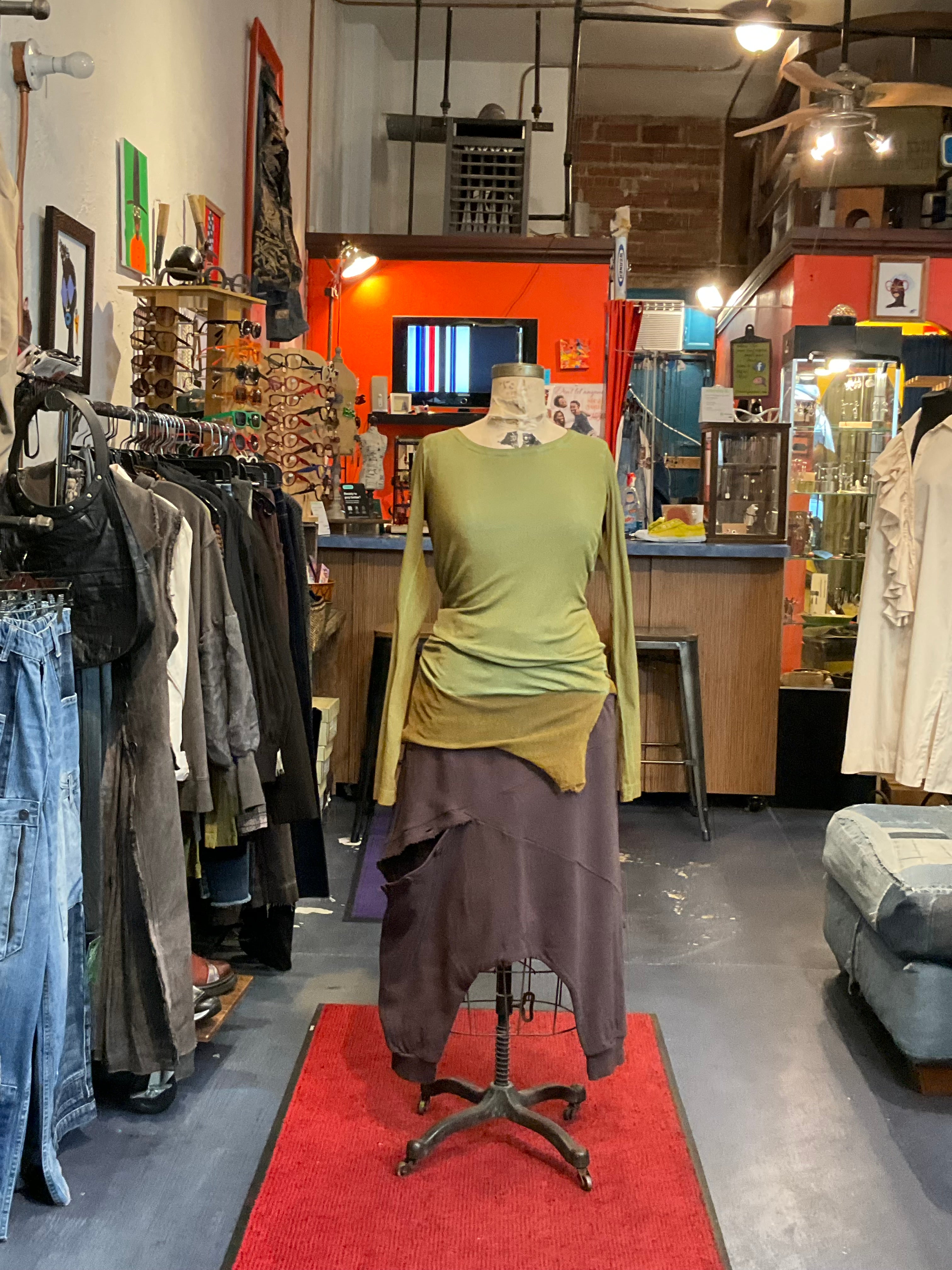 Ribbed drop crotch pant