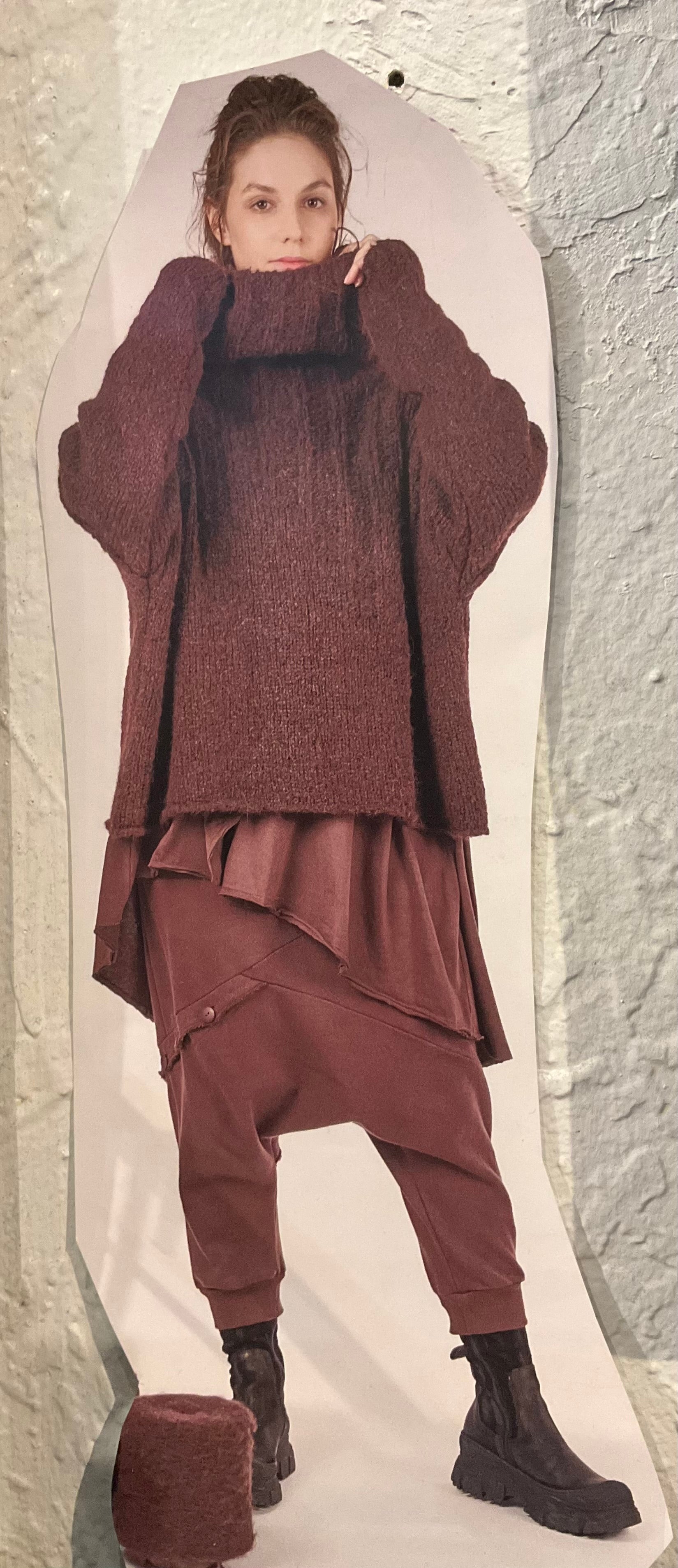 Ribbed drop crotch pant