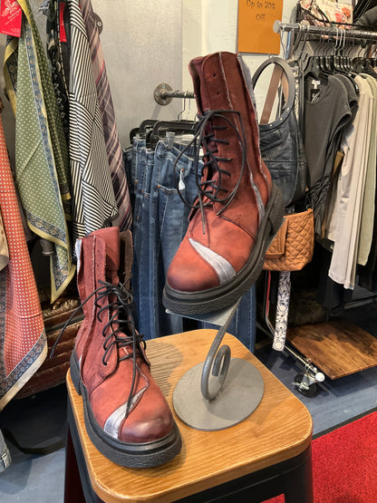 reddish ankle boot